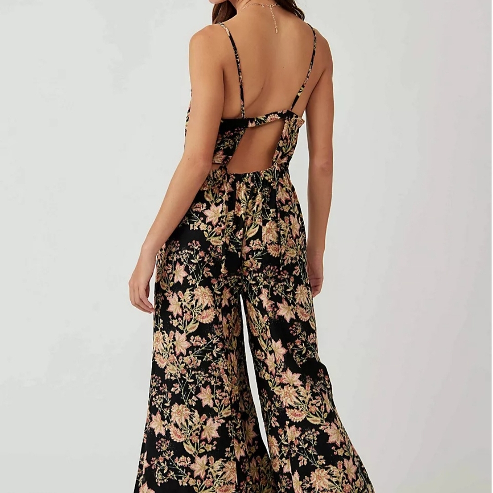 Free People Floral Black Jumpsuit - Picture 2 of 4